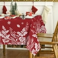 thumbnail image 3 of Christmas Tablecloth 60×60 Inch, Floral Leaf Red Washable Table Cover for Party Picnic Dinner Decor, 3 of 6