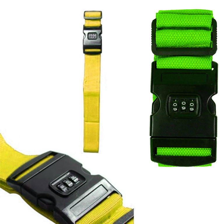 AllTopBargains 2 PC Travel Suitcase Luggage Secure Password Code Lock Belt Strap Band Baggage, Green