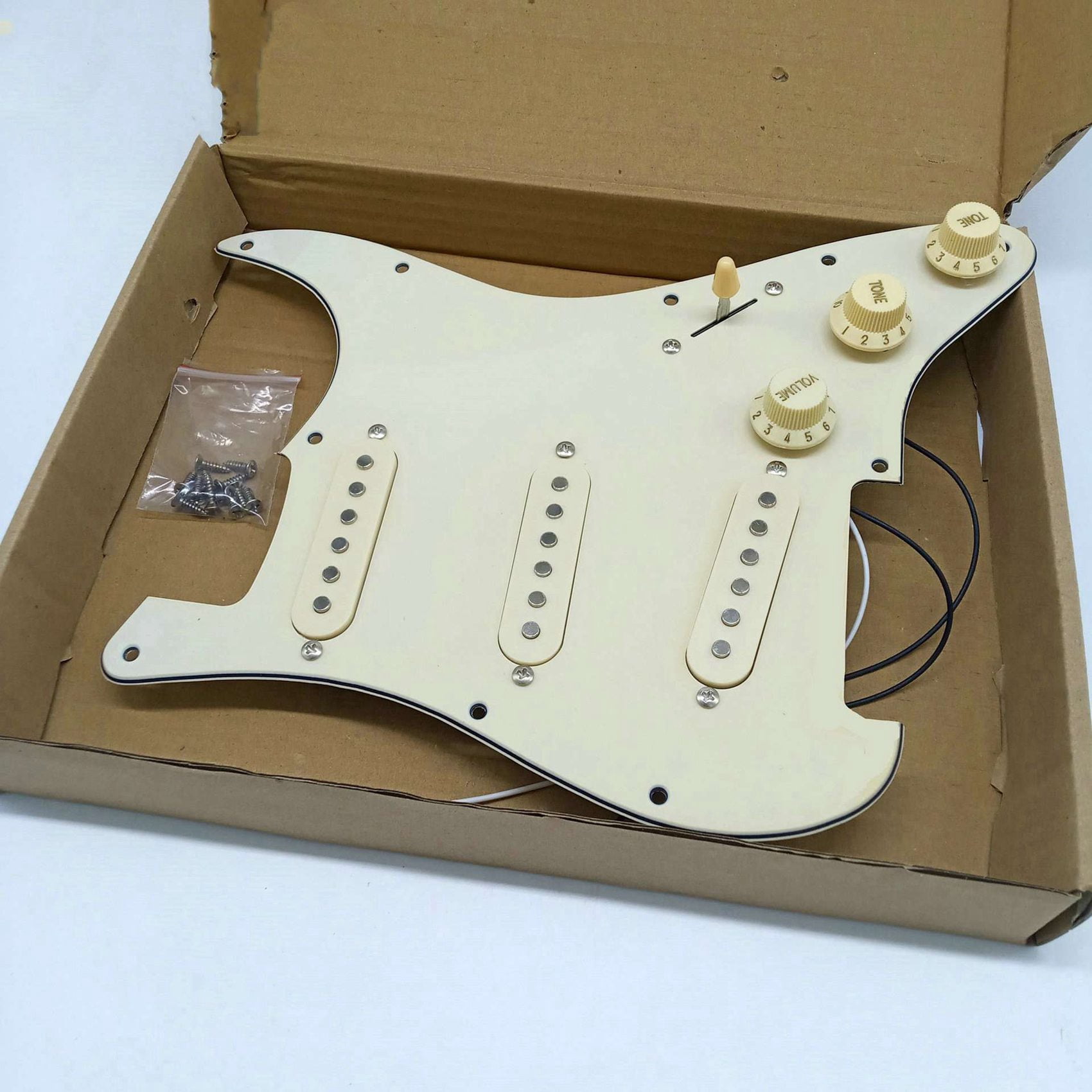 2X Electric Guitar Pickguard Pickups Loaded Prewired Scratch Plate Assembly SSS Yellow
