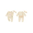 thumbnail image 2 of BemeyourBBs She‘s Here Baby Girls Spring Fall Winter Clothes Newborn Baby Girl Hospital Going Home Outfit Waffled Romper Bow Letter Print Long Sleeve One Piece Jumpsuit with Headband, 2 of 9