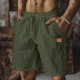 thumbnail image 1 of pstuiky Pantalones cortos para hombre, Pantalones cortos de playa de lino con cintura elástica y bolsillo de color liso para hombre Pantalones cortos de entrenamiento, 1 of 6