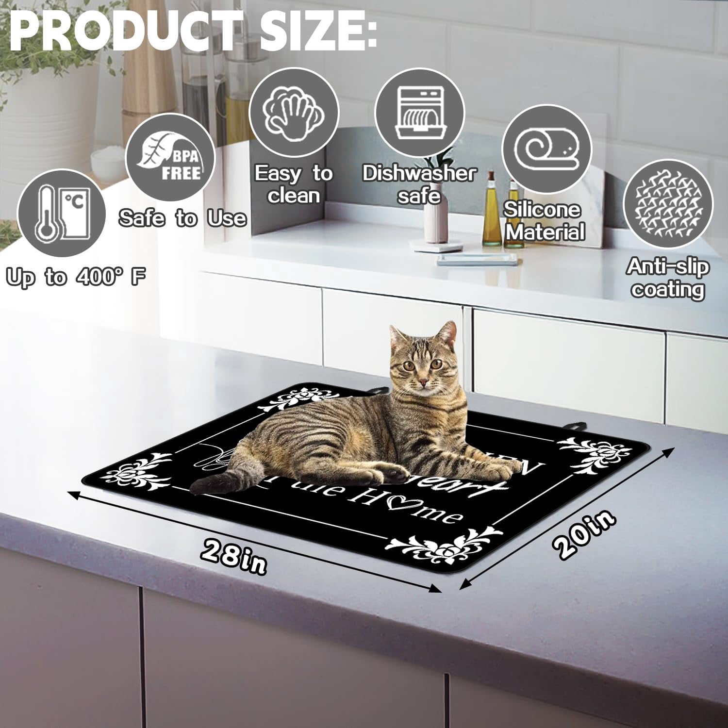 Stove Top Cover for Electric Stove 28 "x 20 ", The Kitchen Is the Heart of the Home Heat Resistant Glass Top Stove Cover Protector, Glass Cooktop Covers, Kitchen Flat Electric Stove Top Covers