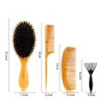 thumbnail image 2 of Soft bristle airbag massage comb sharp tail comb cleaning claws anti-static wooden comb set natural color, 2 of 4