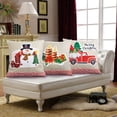 thumbnail image 6 of Violet Linen Christmas Ornaments Modern Pattern, Polyester Burlap Fabric, Applique Print Felt Design, Snowman, 18 Inch x 18 Inch, Decorative Throw Pillow, 6 of 6