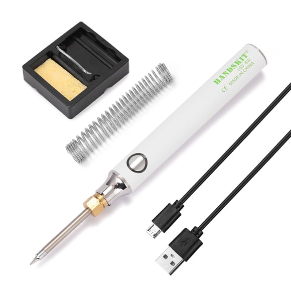 HANDSKIT Fer à Souder Portable 5V USB Mini avec Température Réglable, Design Compact pour Usage Extérieur, Compatible avec Power Banks, Inclut Support et Accessoires