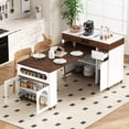 thumbnail image 1 of Extendable Dining Table with Extra-Long Folding Top, Rolling Kitchen Island with Drawers, Storage Cabinet for Kitchen and Dining Room (Walnut + Creamy White), 1 of 8