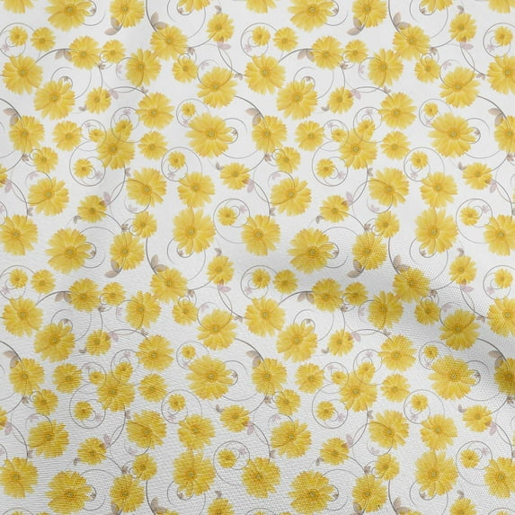 oneOone Cotton Jersey Yellow Fabric Florals Sewing Material Print Fabric By The Yard 58 Inch Wide