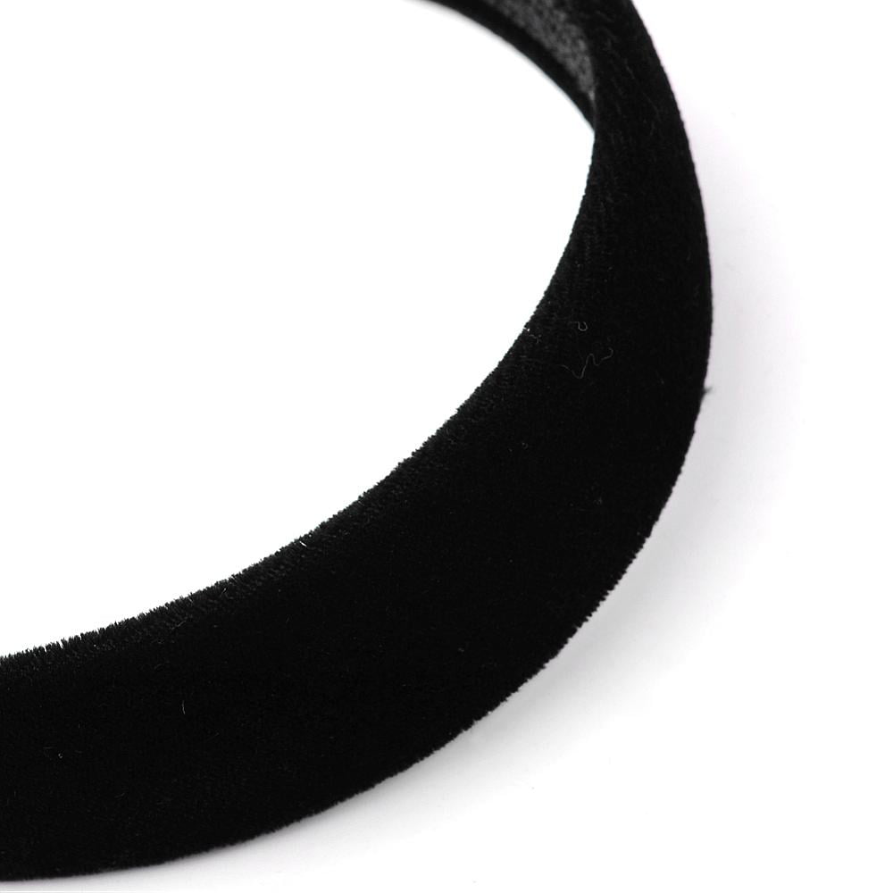 Plastic Hair Bands with Cloth Covered Black 24~24.5mm Inner Diameter: 105~125mm
