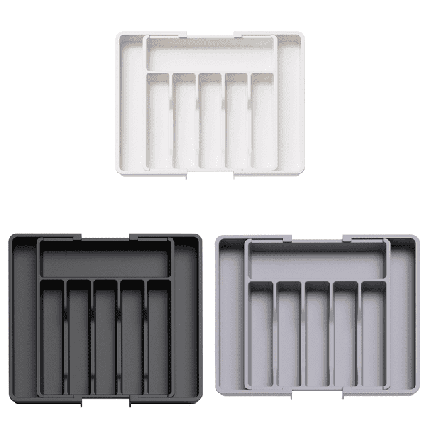 Organizador de cajones para cubiertos FLhrweasw bandeja extensible color blanco