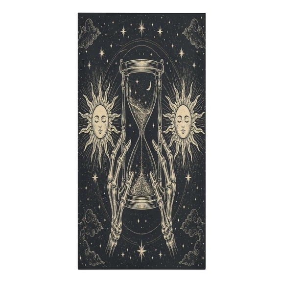 RKSupls Skeleton Hands Hourglass Microfiber Beach Towel Absorbent Compact Towels for Swimming Pool Beach Travel Things for Vacation Essentials Adult Gift,61.4×30.3Inch