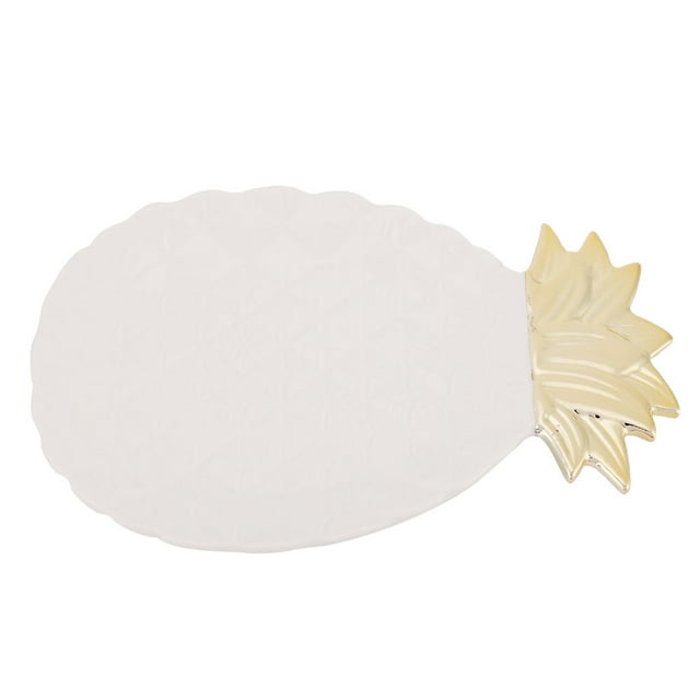 Plato blanco para servir frutas, dulces y joyas Bandeja de cerámica con forma de fruta