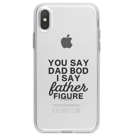 DistinctInk Clear Shockproof Hybrid Case for iPhone XS Max (6.5" Screen) - TPU Bumper Acrylic Back Tempered Glass Screen Protector - You Say Dad Bod, I Say Father Figure