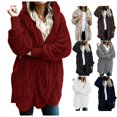 thumbnail image 2 of Women Hooded Cardigan Fuzzy Jacket Winter Open Front Fleece Coat Outwear with Pockets, 2 of 5