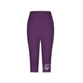 thumbnail image 4 of Sakmal Purple Womens Leggings Summer Trendy Soft High Waisted Yoga Pants Athletic Cropped Gemstone Leggings, 4 of 5