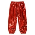 thumbnail image 4 of Miutii Kids Girls Sparkle Trousers Metallic Hip Hop Jazz Modern Dance Pants Fitness Sport Cargo Red 160, 4 of 9