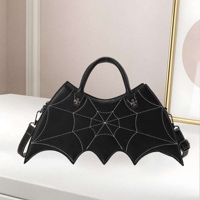 Crossbody en forma de murciélago con bolso de hombro con cremallera para la fiesta Halloween al aire libre Negro