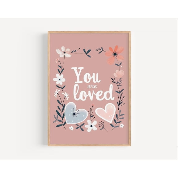 Be Kind To Yourself Poster: Teal Pink Motivational Art, Unframed Canvas Size 12x18