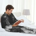 thumbnail image 6 of Picia Heroic Lion Encounter Pattern Men’s Long-Sleeve Sleepwear Set - Soft 2-Piece Loungewear with Pockets, Comfy PJs for Relaxing Nights-Small, 6 of 7