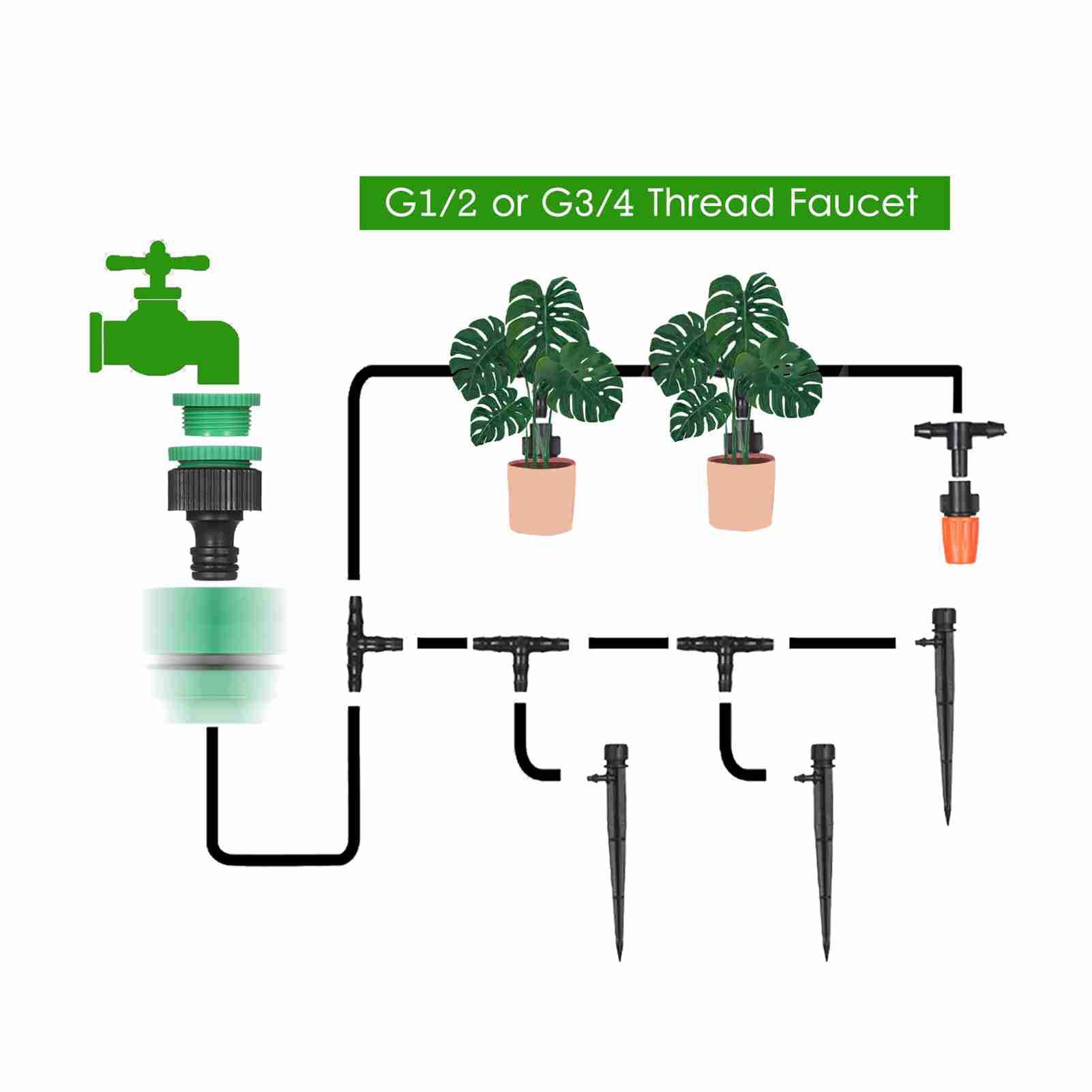 watering system Watering Plant Watering Drip Irrigation Kit DIY Watering System with Nozzles Misters Drippers 30 Meters Tubing for Garden Lawn Patio