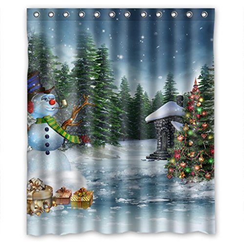 ABPHQTO Muñeco de nieve en Navidad Cortina de ducha Cortina de ducha impermeable 150x180 cm