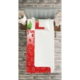 thumbnail image 3 of Ambesonne Letter L Quilted Bedspread Set 2 Pcs, Ripe Strawberry Letter, Twin Size, Vermilion Green Orange, 3 of 3