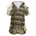 thumbnail image 4 of Vintage Leaning Tower of Pisa Photograph (1900) Womens Summer V Neck Zipper Top Short Sleeve T Shirt Off Shoulder Top Casual Classy Loose Shirts, 4 of 7
