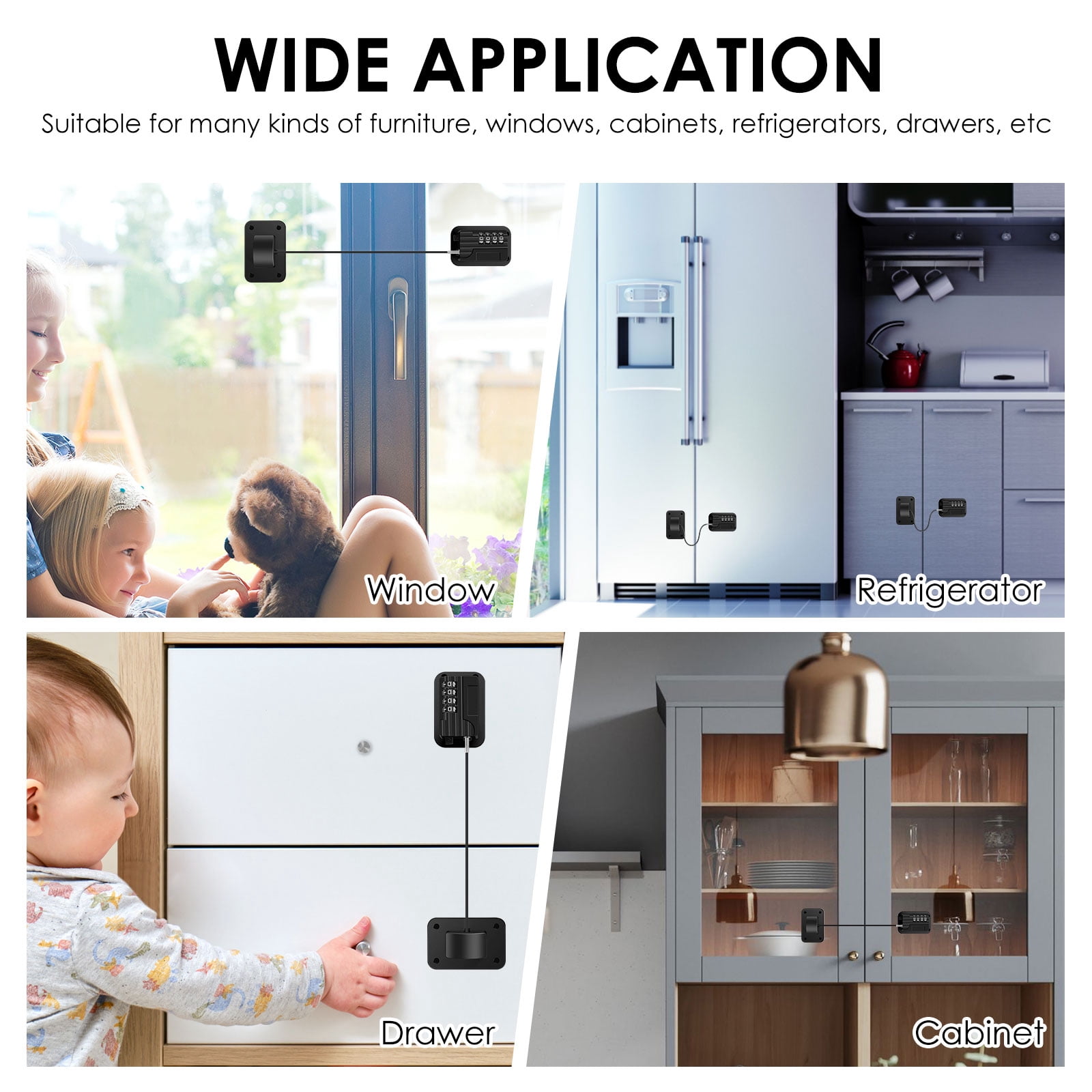 TMWEFUSC 8 PCS 2026 New Upgraded Combination Fridge Lock for Child Safety, Keyless Refrigerator & Freezer & Wardrobe Lock with Code for Kids Black