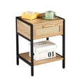 thumbnail image 4 of DSstyles 15.74-Inch Rattan End Table Nightstand Set Retro Boho Night Stand Bedside Table With Storage Shelf Smooth Rails Drawer, 4 of 9