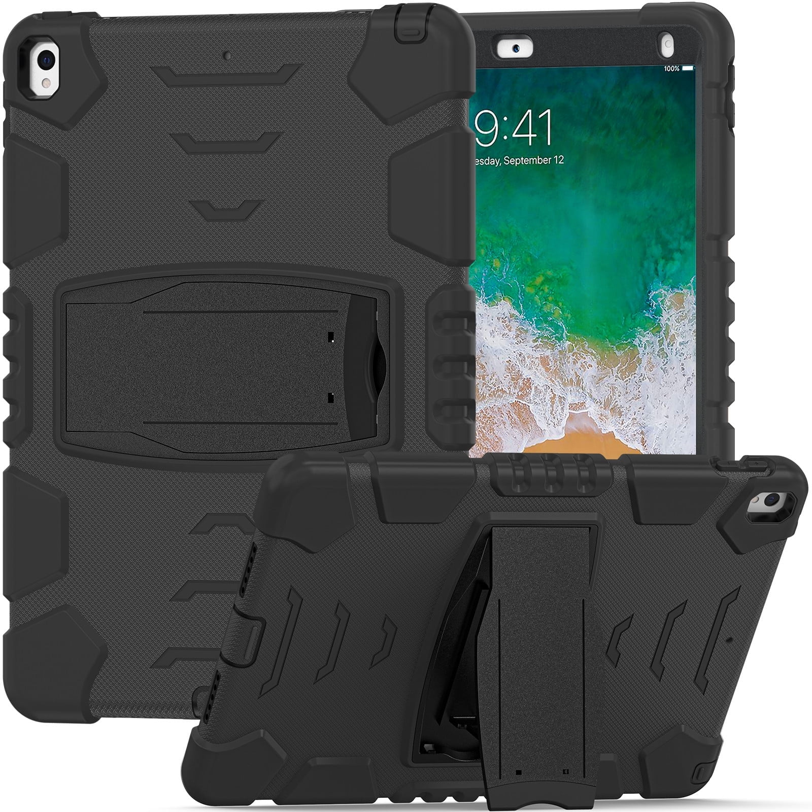 XYX Case for 10.5 inch iPad Air 3rd 2019/iPad Pro 10.5 inch 2017, Dual Layer Slim Heavy Shockproof Rugged Protective Cover Case with Kickstand (Black)