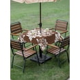 thumbnail image 4 of Outdoor Tablecloth with Umbrella Hole for Patio/Picnic/Party/Camping, Brown Boho Waterproof Table Cloth Square Cover Washable, Vintage Classic Bohemia Flower Textured (60"x 60"), 4 of 8