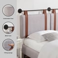 thumbnail image 4 of Wall Mounted Headboard King Size with Brown Faux Leather Straps, Linen Fabric Upholstered Headboard with Adjustable Heigh Headboard, King Headboard with Metal Bar for Dining Room, Bedroom, Grey, 4 of 7