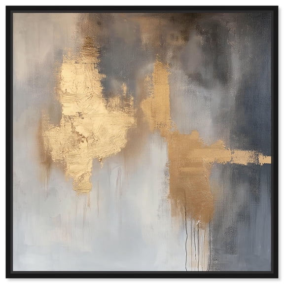 Golden Imprint Canvas Luxury Abstract Art by Art Remedy, Black Frame, 12 x 12