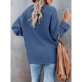 thumbnail image 4 of Fall Winter Women Long Sleeve V-neck Cable Knit Sweater Button Pullover, 4 of 5