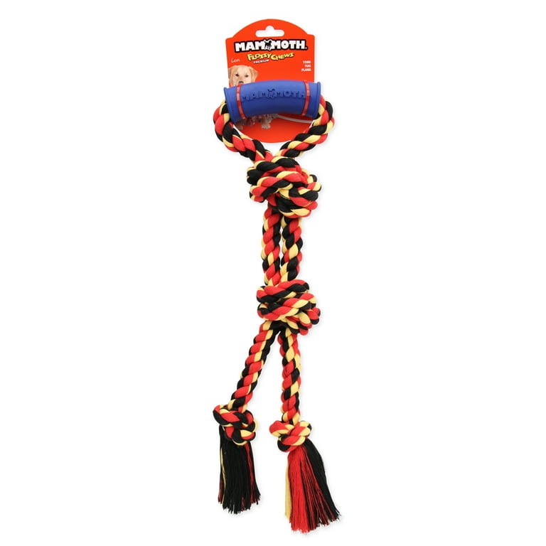 MAMMOTH FLOSSY CHEW TWIN TUG W/RUBBER HANDLE MAMMOTH FLOSSY CHEW TWIN TUG W/RUBBER HANDLE