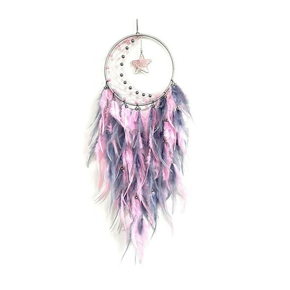 Dream Catcher for Bedroom, Dream Catcher with Star Pendant, Dream Catcher for Wall Hanging Craft Gifts Pink