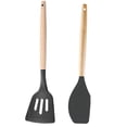 thumbnail image 1 of Juego de utensilios de cocina de silicona, 2 uds., resistentes al calor, mangos de madera para utensilios de cocina antiadherentes, 1 of 5