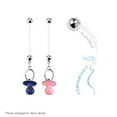 thumbnail image 1 of 14ga Pink or Blue Baby Pacifier Dangle Bioflex Pregnancy Navel Ring, 1 of 1