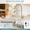 thumbnail image 4 of Wowkk Sanitary Ware 304 Stainless Steel Kitchen Faucet with Pull Out Sprayer, 2 Water Modes Single Handle Kitchen Sink Faucets with Deck Plate for Laundry Bar Patio Sink, Brushed Gold, 4 of 10