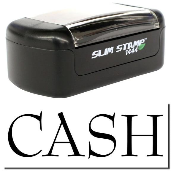 Slim Pre-Inked Cash Stamp, Slim 1444, Ultra Slim Design, Impression Size 1/2" by 1-3/4", Up to 25,000 Impressions - Black Ink