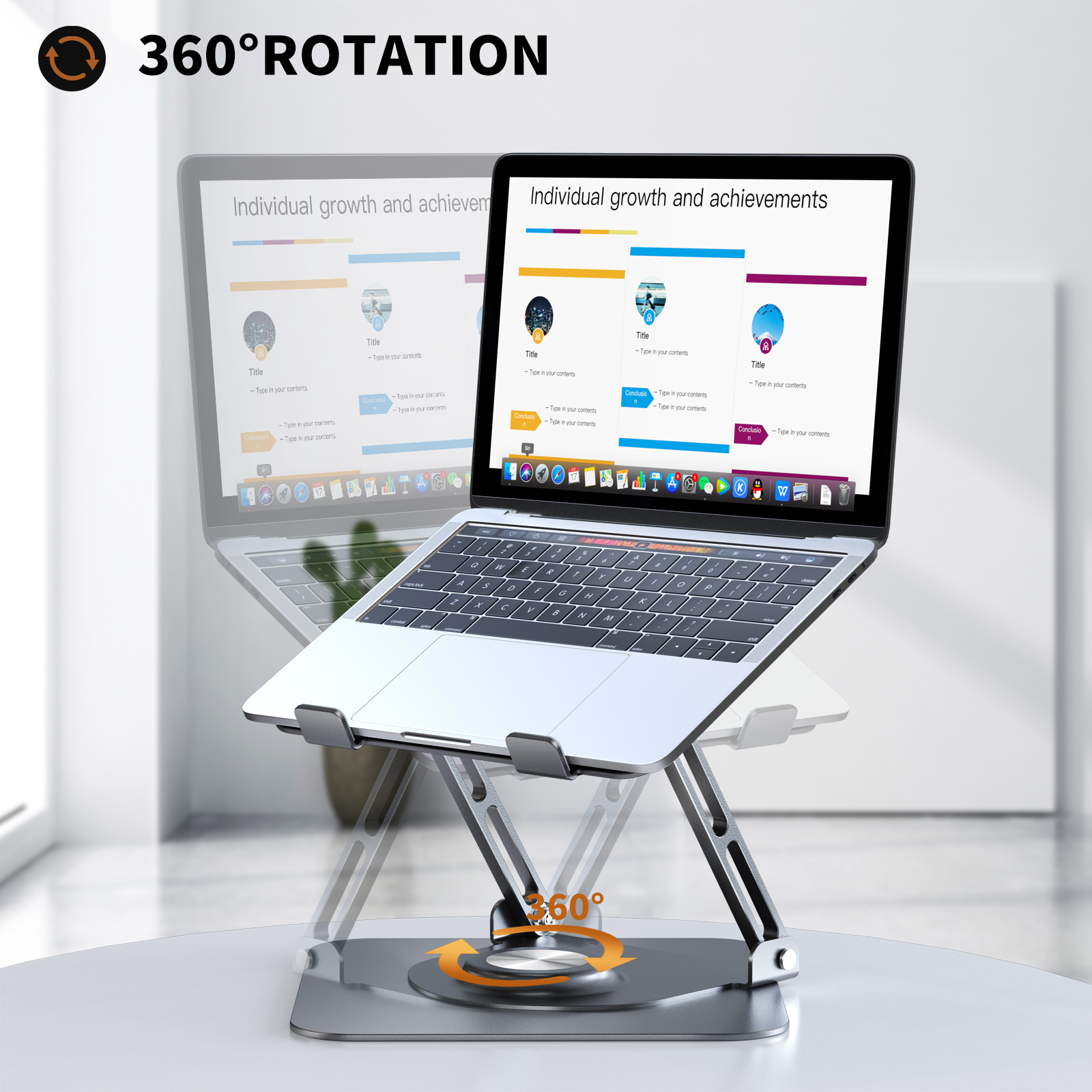 Joyeky Foldable Laptop Stand 360° Rotating, Gray photo 2
