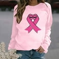 thumbnail image 2 of Trendy Breast Cancer Shirts for Women Long Sleeve Round Neck Pink Ribbon Print Tops Casual Loose Pullover Hoodie Top,Pink 6,S, 2 of 5