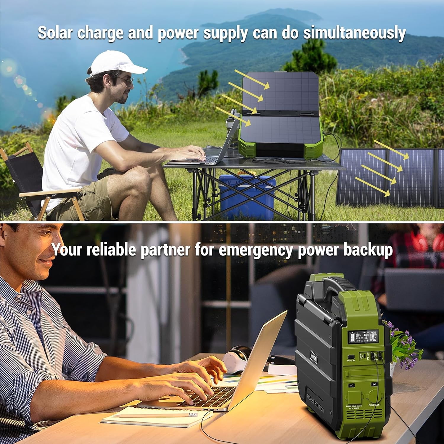 BROWEY 600W Continuous / 1200W Peak Portable Solar Generator with 1 Solar Panel