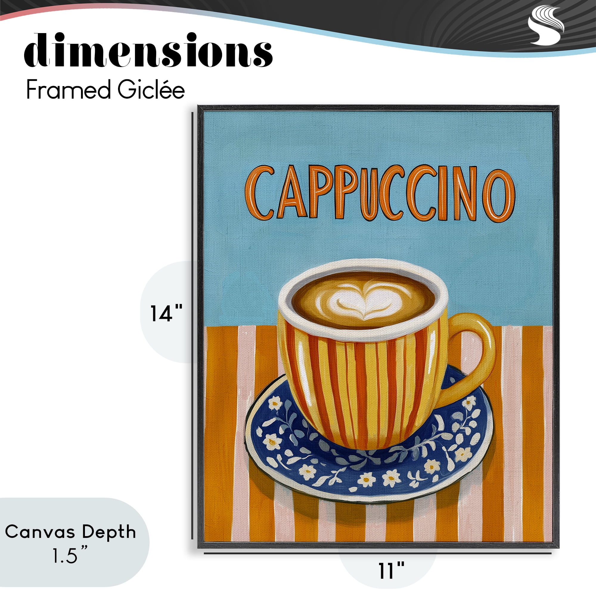 Stupell Industries Cappuccino Stripes Blue & Orange Black Framed Giclee Art, design by Yen