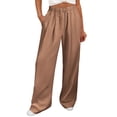 thumbnail image 1 of Dazajoo Womens Pleated Linen Pants High Waist Wide Leg Casual Drawstring Trousers with Pockets,Brown,XXL, 1 of 8