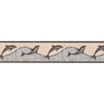 thumbnail image 2 of Mosaïque Saut Dauphins Gris Beige Papier Peint Nautique Bord Rétro Design, Rouleau 15' x 5'', 2 of 3
