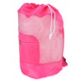 thumbnail image 3 of Bolsa de playa grande de malla rosa plegable con cordón para guardar arena, conchas y pícnics, perfecta para acampar, 3 of 8