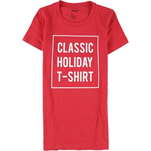 Reebok Womens Classic Holiday Graphic T-Shirt, Red, Small