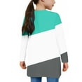 thumbnail image 6 of MKOSPLRT 5-14 Years Girls Color Block Print Long Sleeve Open Front Cardigan Casual Button Down Knee Length Coat with Pockets, 6 of 9