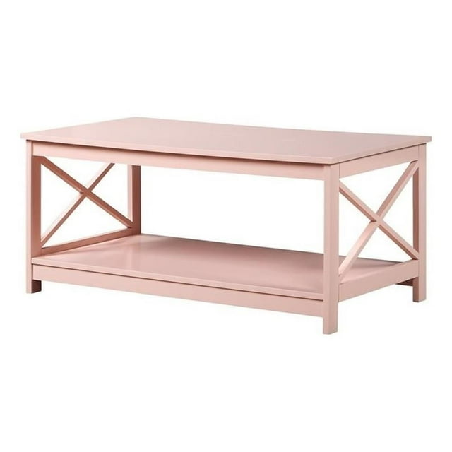 Pemberly Row Table Basse Moderne avec Tablette, Fini Bois Rose