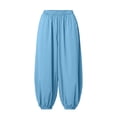 thumbnail image 6 of Hurxie Baggy Wide Leg Pants Womens Barrel Pants Mid Waisted Balloon Pants with Pockets Light Blue,XL, 6 of 6